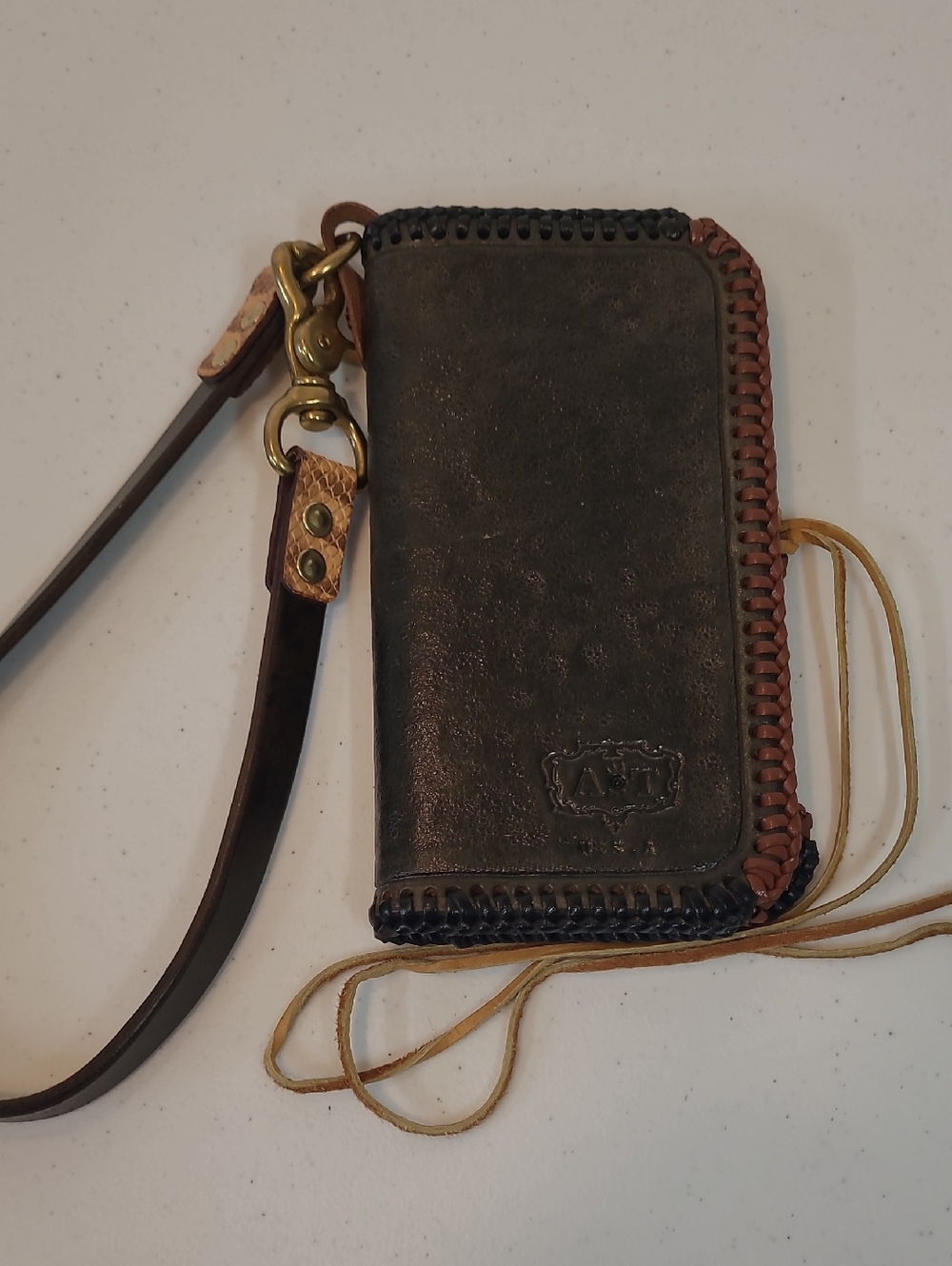 Leather Wallet W/ Wrist Clip Western Style Rodeo Cowboy Handmade Unique!